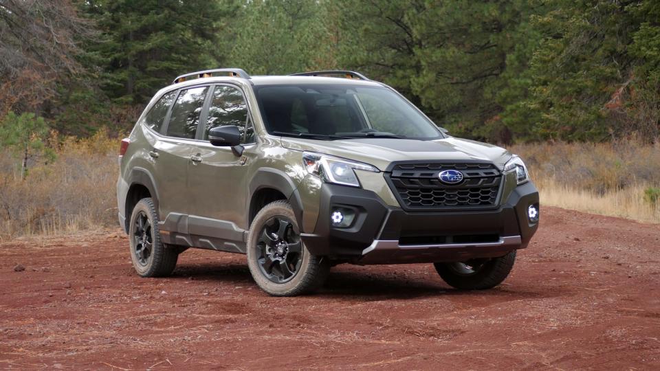 2022 Subaru Forester Wilderness front three quarter on red dirt