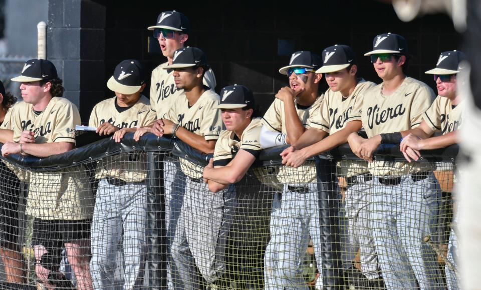 Viera players watch the action during the game against Merritt Island  Tuesday, March 22, 2022. Craig Bailey/FLORIDA TODAY via USA TODAY NETWORK