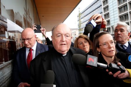 Archbishop Philip Wilson leaves Newcastle Local Court, in Newcastle for sentencing, Australia, July 3, 2018. AAP/Darren Pateman/via REUTERS