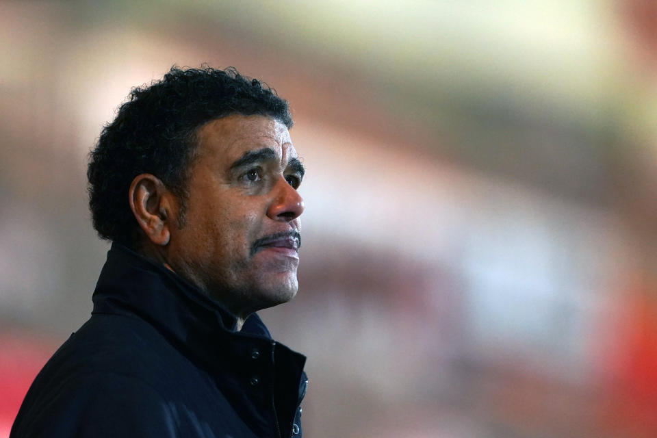 Sky Sports pundit Chris Kamara during the Sky Bet League One match at the Keepmoat Stadium, Doncaster. Picture date: Tuesday January 26, 2021. (Photo by Zac Goodwin/PA Images via Getty Images)