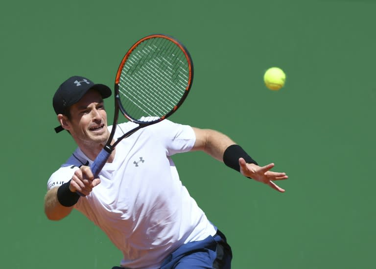 Britain's Andy Murray hits a return to Spain's Albert Ramos-Vinolas during their Monte-Carlo ATP Masters Series tennis tournament on April 20, 2017 in Monaco