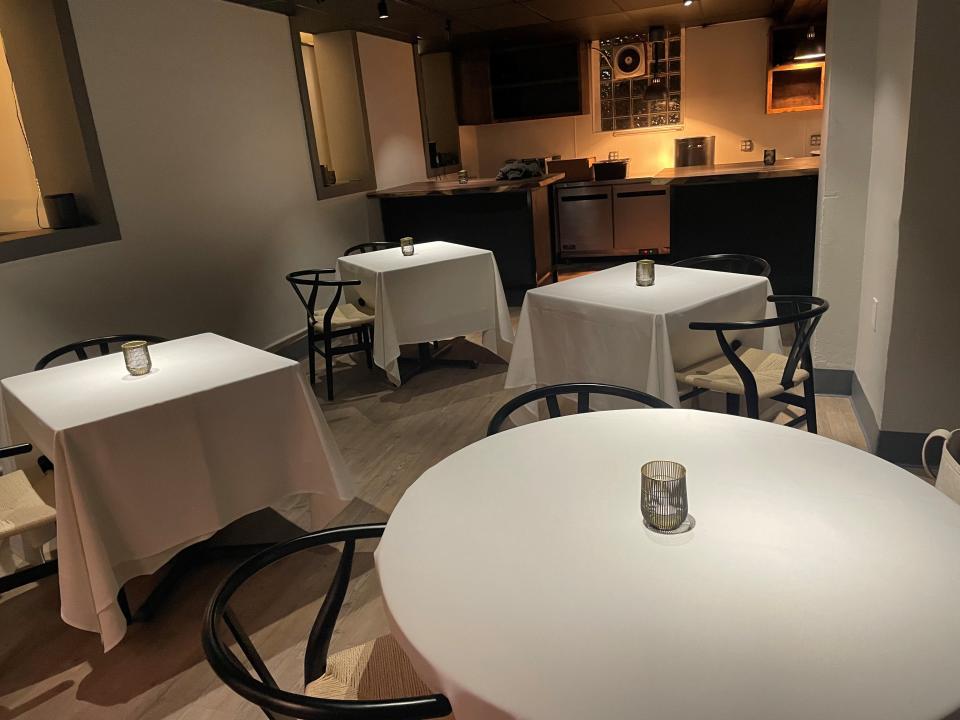 The new tasting room at Ardent will have four tables, topped with white tablecloths and situated "theater-style" toward the restaurant's new open kitchen.