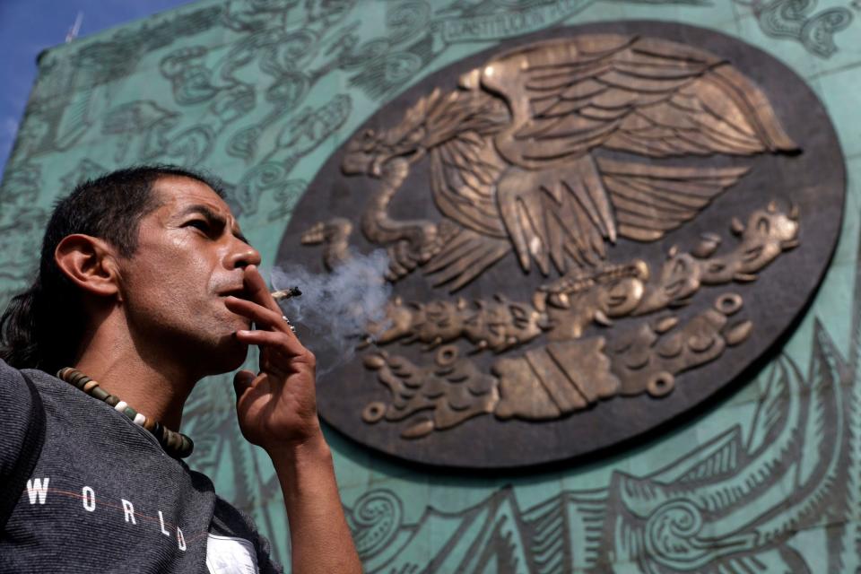 Marijuana legalization activist smokes in Mexico City