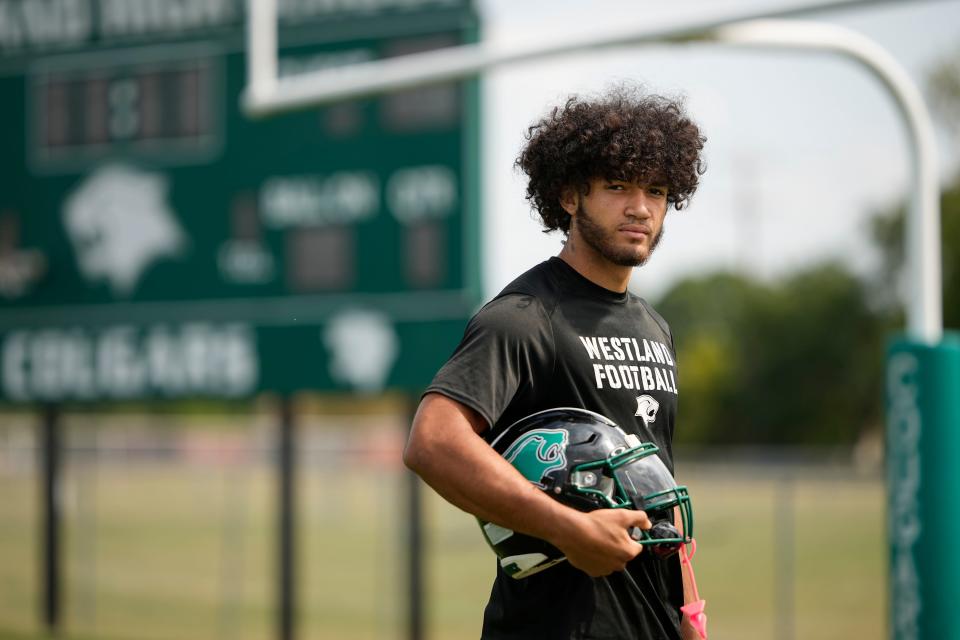 Aug 26, 2024; Galloway, Columbus, USA; Westland senior running back Kentrell Rinehart transferred from Bishop Ready for this school year. Rinehart has committed to play at N.C. State.