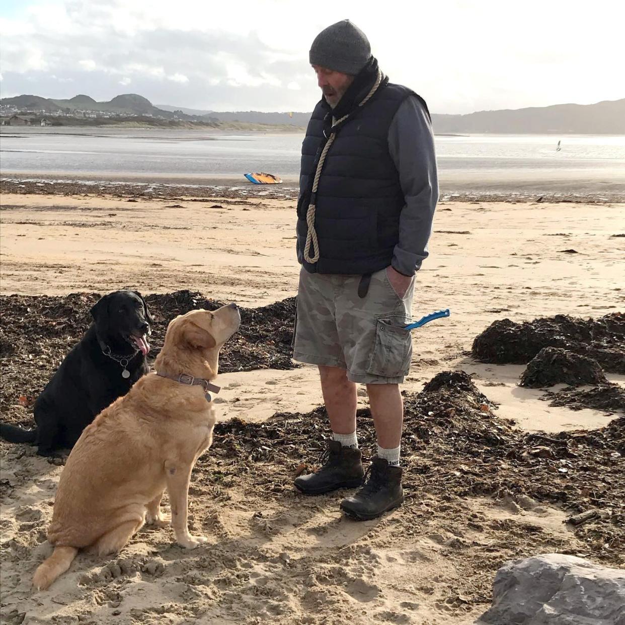 A husband saw his wife drown trying to save their beloved dog from a river - after he battled in vain to reach her, an inquest heard. Animal-lover Gail Theresa Lloyd, 50 went into the fast-flowing river to reach her pet after taking their two dogs on a walk. The hearing was told Mrs Lloyd went into the swollen river at Erddig Country Park near Wrexham, North Wales, on the country walk with her husband. Her husband Martin (pictured) told police their Fox-Red Labrador (right) called Cadwy had jumped into the water - and that Gail had entered it in an attempt to save her pet.