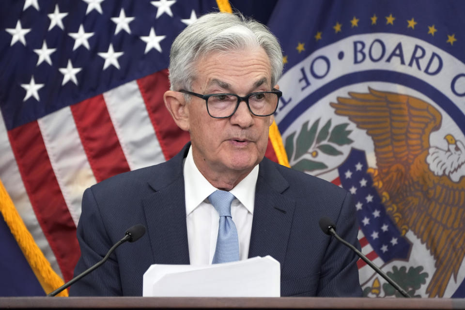 Federal Reserve Chair Jerome Powell speaks during a news conference Wednesday, Dec. 14, 2022, at the Federal Reserve Board Building, in Washington. (AP Photo/Jacquelyn Martin)