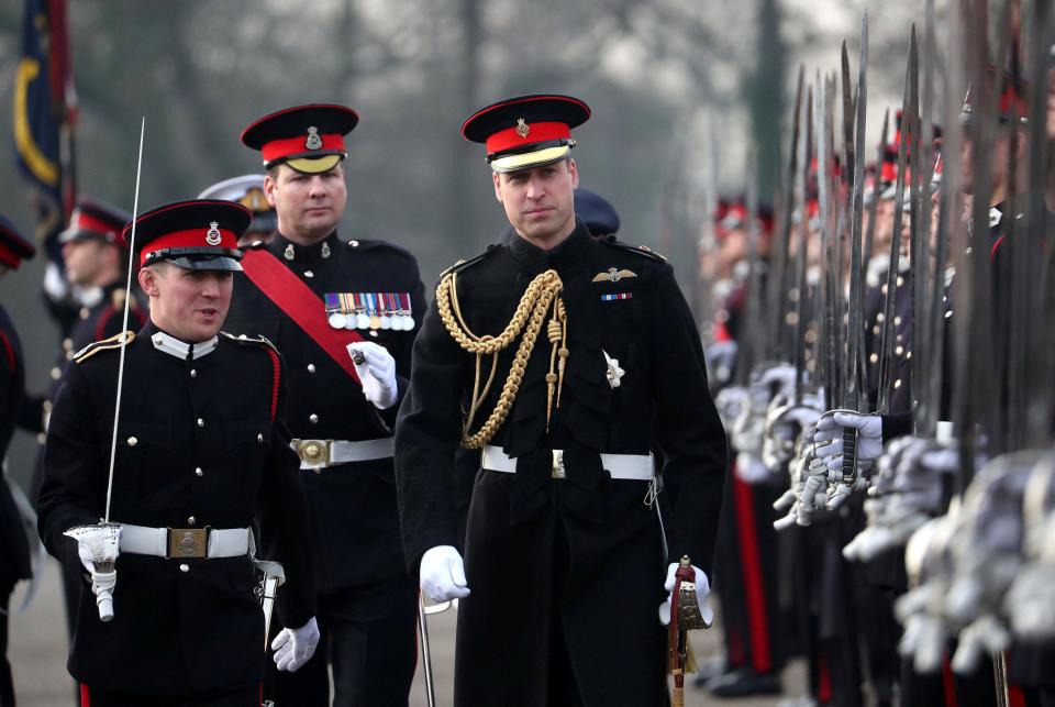 Prince William inspects the cadets at The Sovereign's Parade at the Royal Military Academy on Dec. 14, 2018 in Sandhurst, United Kingdom.