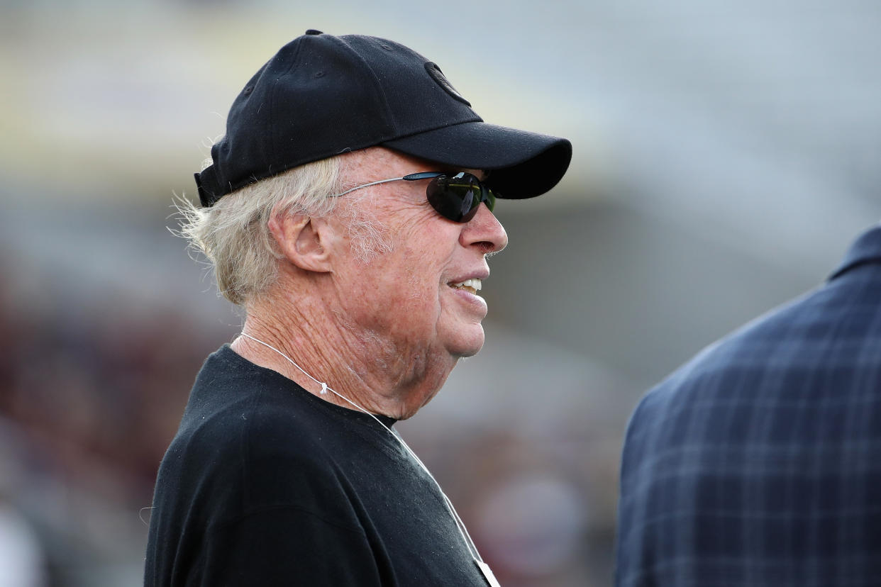 TEMPE, ARIZONA - NOVEMBER 23: Founder and current chairman emeritus of Nike, Inc Phil Knight stands on the sidelines before the NCAAF game between the Oregon Ducks and the Arizona State Sun Devils at Sun Devil Stadium on November 23, 2019 in Tempe, Arizona. (Photo by Christian Petersen/Getty Images)