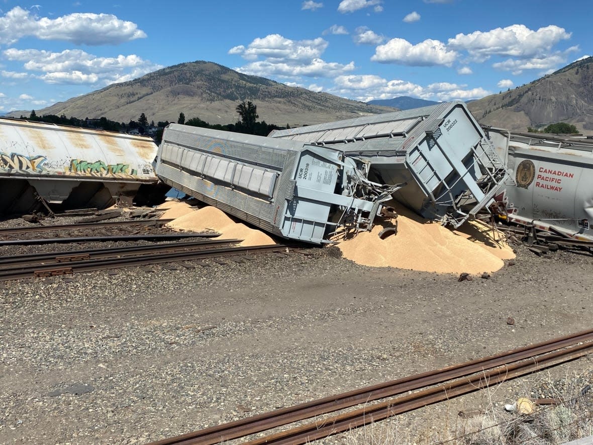 CP Rail said cars from one of its trains derailed in Kamloops Wednesday afternoon. It added no one was hurt and the cars were not carrying hazardous materials. (Submitted to CBC - image credit)