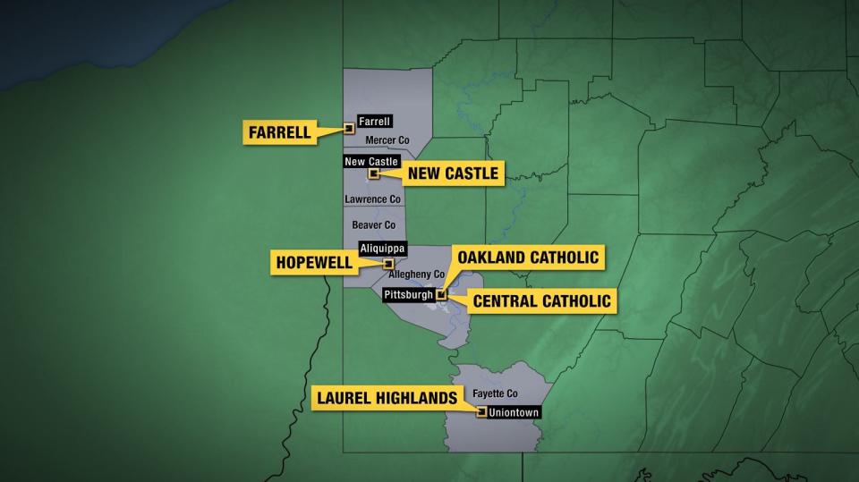 This map illustrates the schools in our area impacted by these hoax calls on Wednesday.