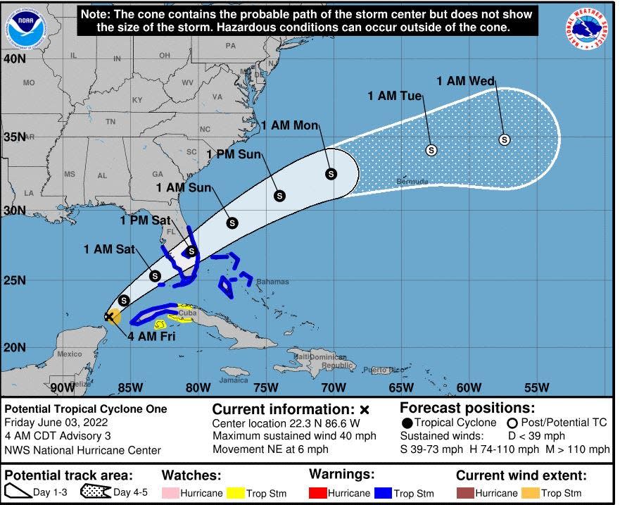 5 a.m. EDT forecast track