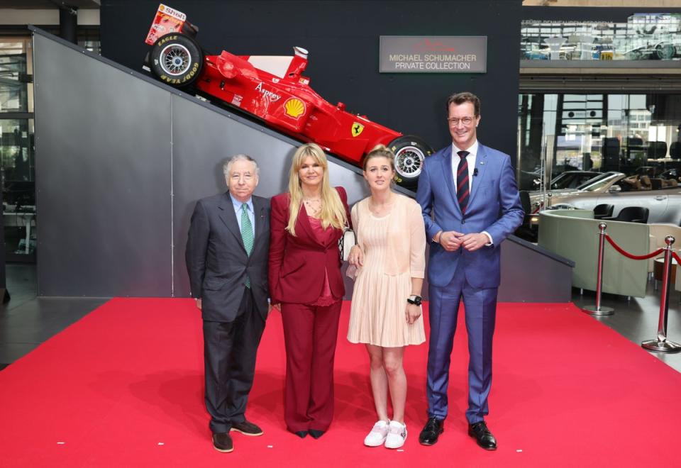 Todt (far-left) was in attendance with Schumacher’s wife Corinna and daughter Gina to collect an award on Michael’s behalf (Getty Images)