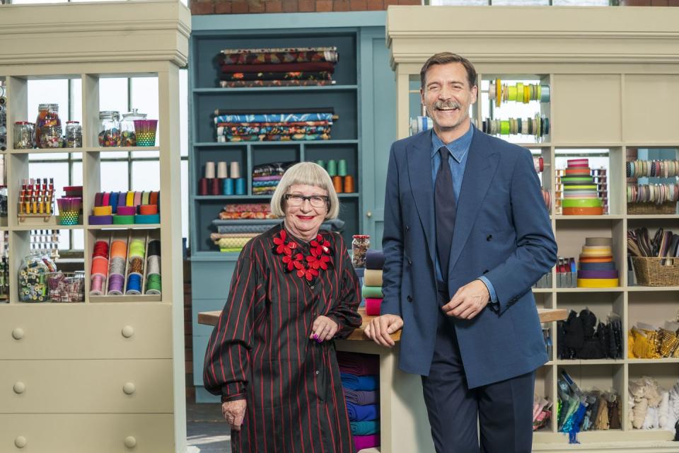 esme young and patrick grant on the great british sewing bee