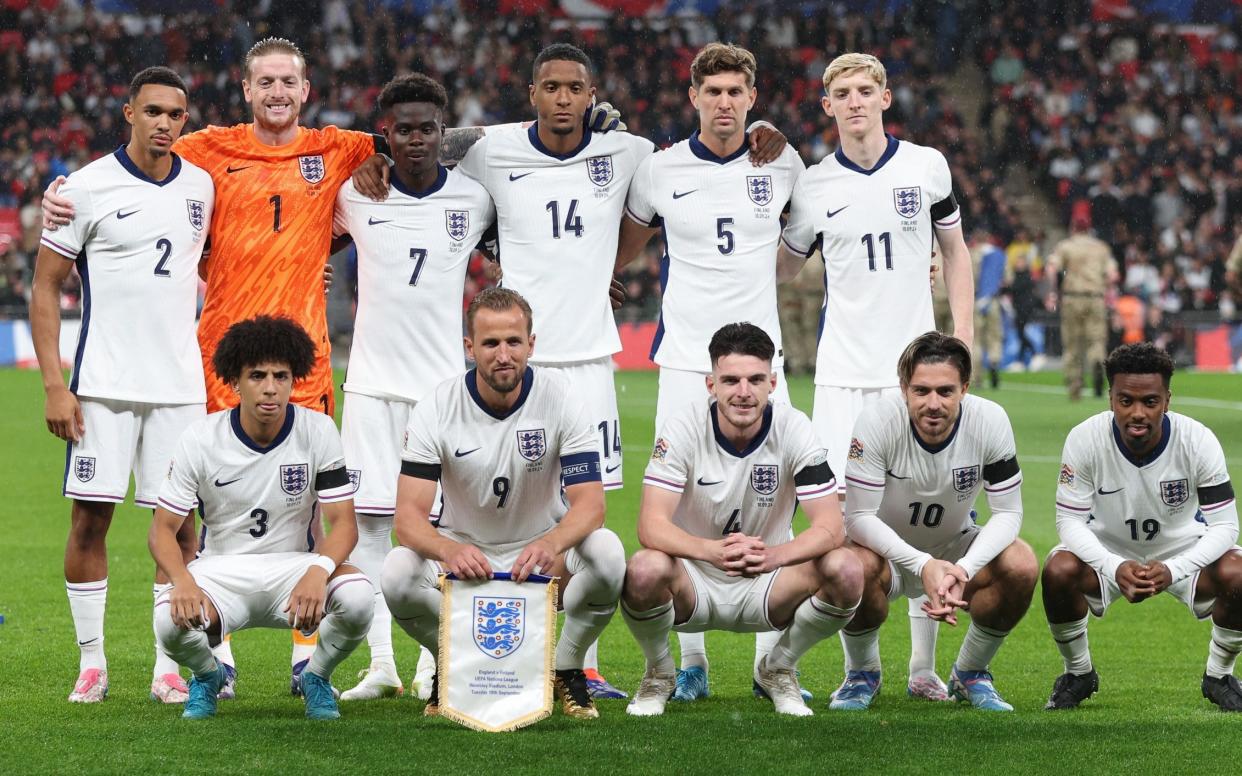 England line up for their Nations League match with Finland