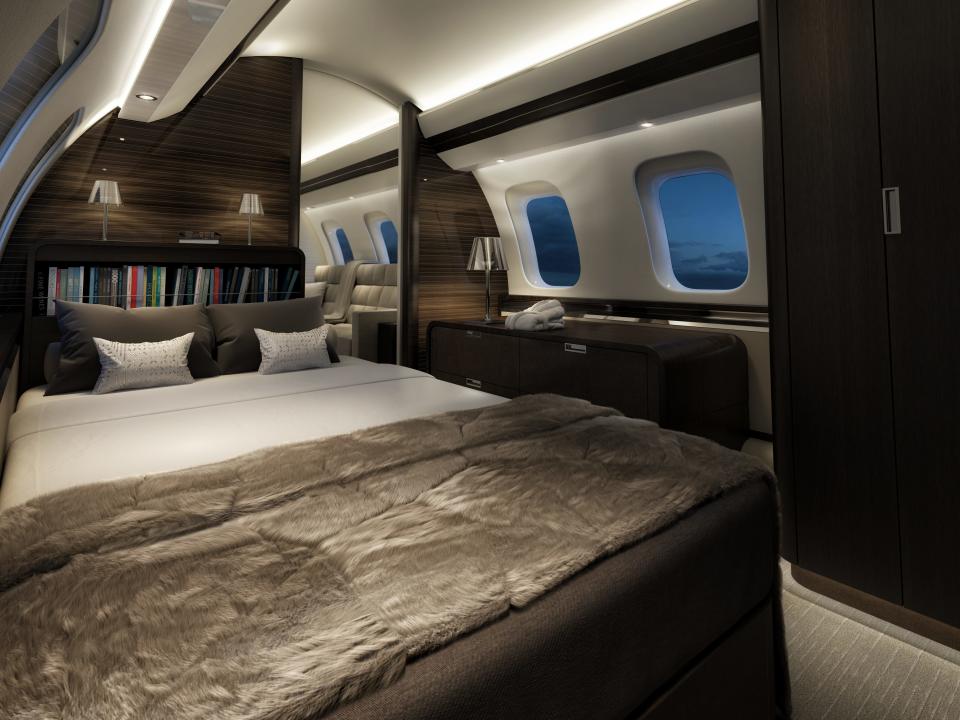 The VIP bedroom in the Bombardier 7500.