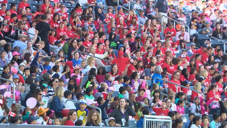 More than 15,000 students and staff take over Winnipeg's Investors Group Field for Canada 150 celebration