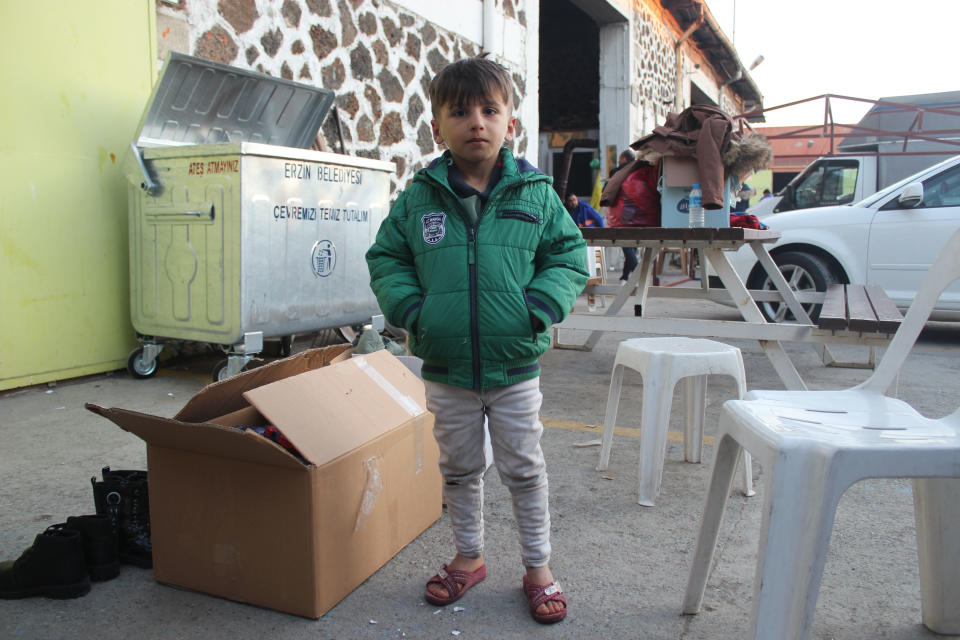 Vahit Yalcin, 5, is staying in Erzin with his mother, Beyaz, after the family fled their hometown of Gaziantep. (Kristina Jovanovski)