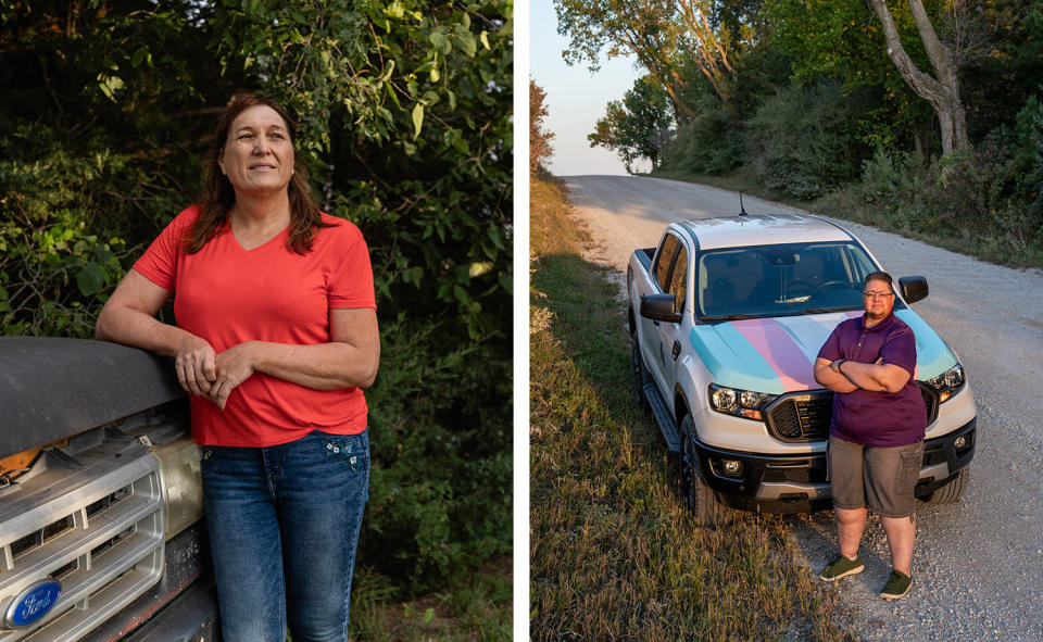 A side-by-side image of Ashley Swartz and Eli Rigatuso. (Madeline Cass for NBC News)