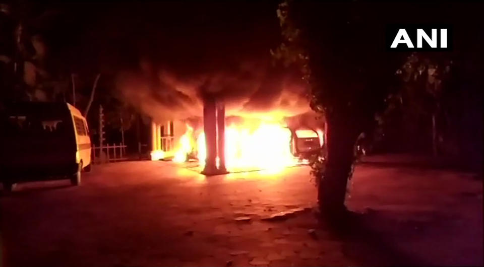 Swami Sandeepananda Giri's ashram in Kundamankadavu, Kerala, attacked by unidentified assailants, October 2018.<span class="copyright">ANI/Twitter</span>