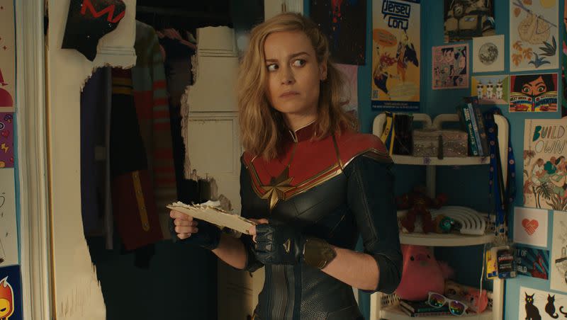 Brie Larson stars as Carol Danvers (Captain Marvel) in “The Marvels.”