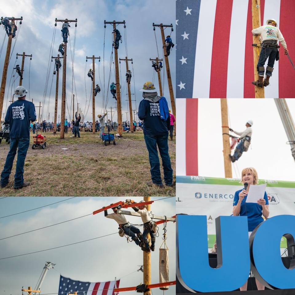 Florida Municipal Electric Association hosted the event, where workers competed in a speed climb, cross-arm change-out and hurt-man rescue.