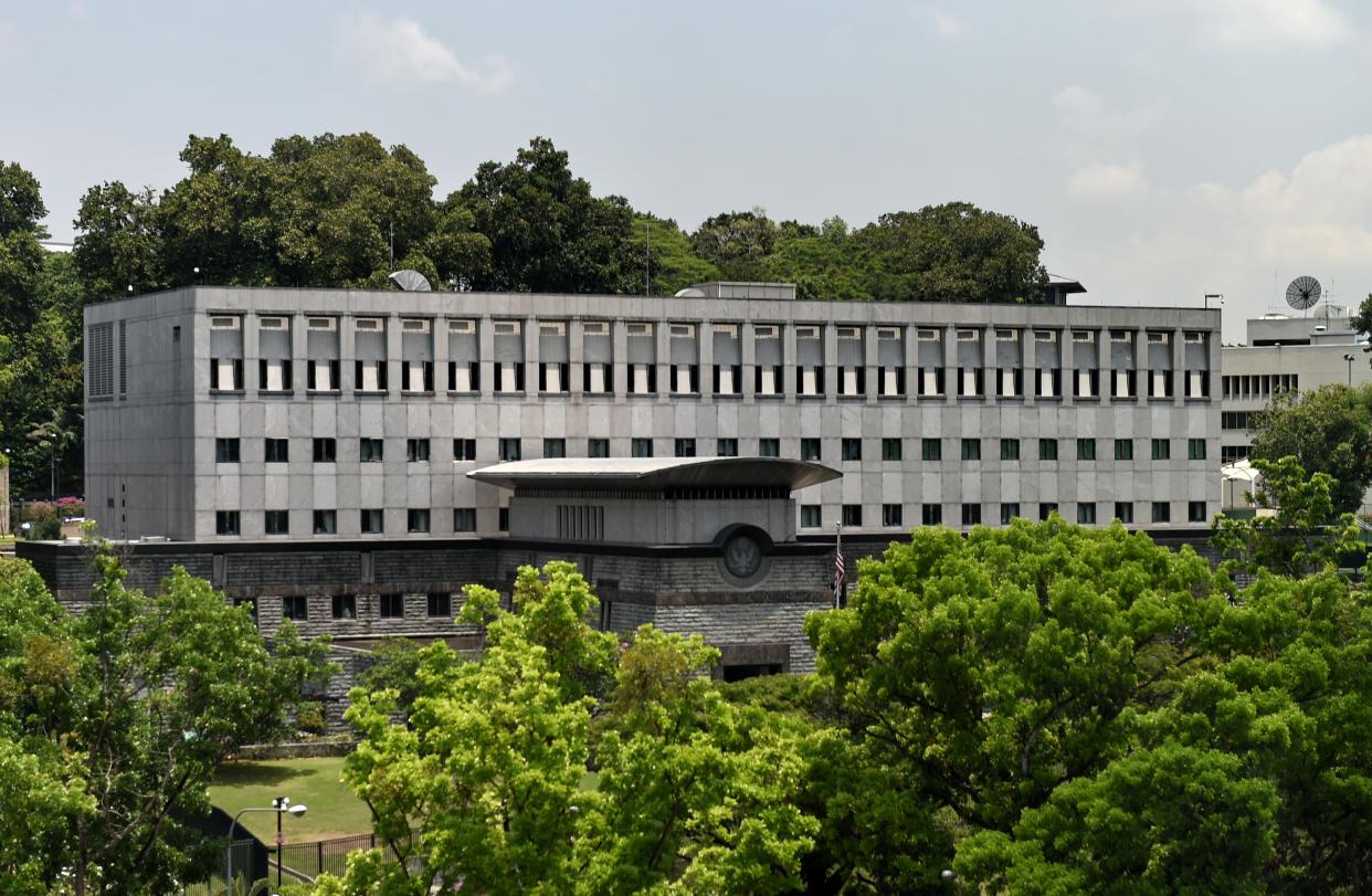 This general view shows the United States embassy in Singapore on April 13, 2015.  AFP PHOTO / ROSLAN RAHMAN        (Photo credit should read ROSLAN RAHMAN/AFP via Getty Images)