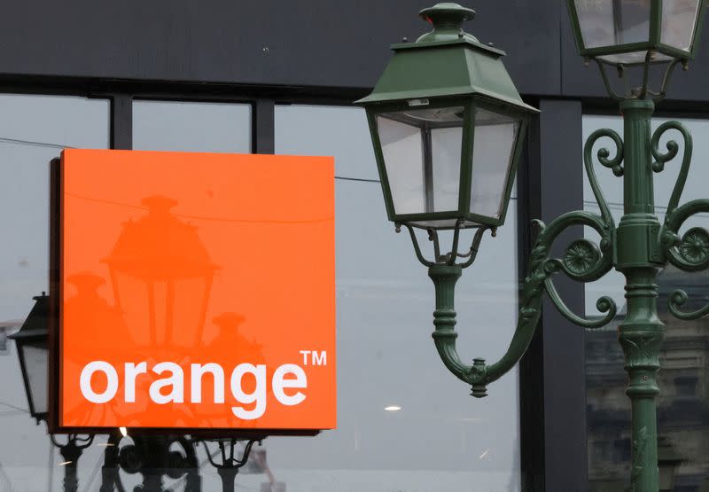 FILE PHOTO: The logo of French telecom operator Orange in Brussels