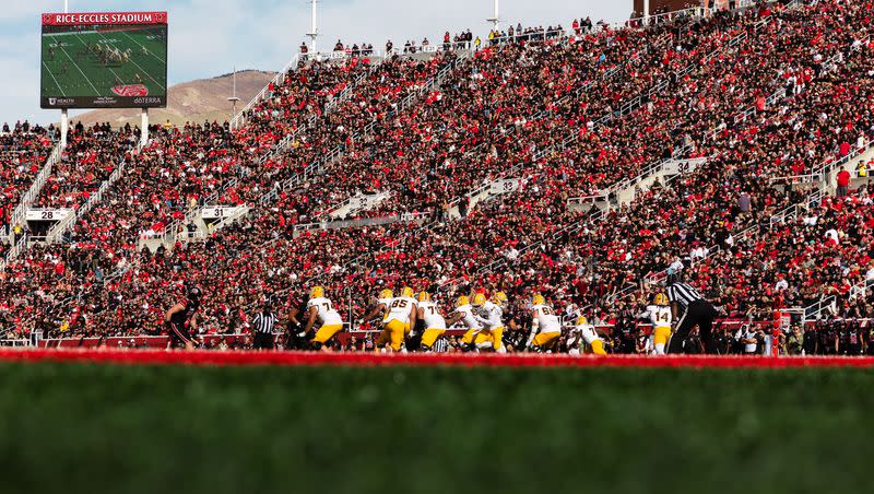 The Utah Utes play against the Arizona State Sun Devils at Rice-Eccles Stadium in Salt Lake City on Saturday, Nov. 4, 2023. The Utes have another day game on the docket Saturday at No. 5 Washington.