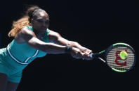 Tennis - Australian Open - Quarter-final - Melbourne Park, Melbourne, Australia, January 23, 2019. Serena Williams of the U.S. in action with Czech Republic's Karolina Pliskova. REUTERS/Edgar Su