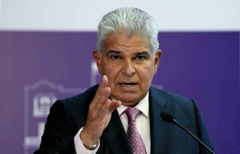 El presidente de Panamá, José Raúl Mulino, durante la conferencia de prensa realizada este jueves, Ciudad de Panamá, Panamá, el 1 de agosto de 2024 (ARNULFO FRANCO)