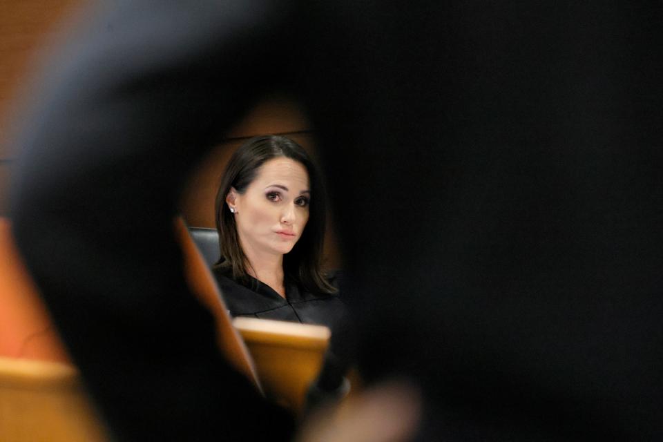 Judge Elizabeth Scherer is shown in court during the penalty phase of the trial of Marjory Stoneman Douglas High School shooter Nikolas Cruz at the Broward County Courthouse in Fort Lauderdale on Monday, Sept. 12, 2022. Cruz previously plead guilty to all 17 counts of premeditated murder and 17 counts of attempted murder in the 2018 shootings.