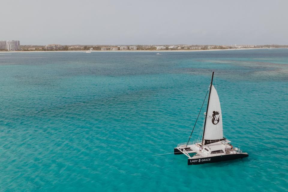 Aerial of the Lady Grace from Ritz Carlton Turks &amp; Caicos