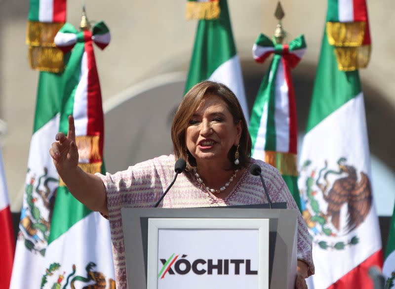 FILE PHOTO: Xochitl Galvez, opposition Broad Front for Mexico 2024 presidential candidate, attends a rally in Mexico City