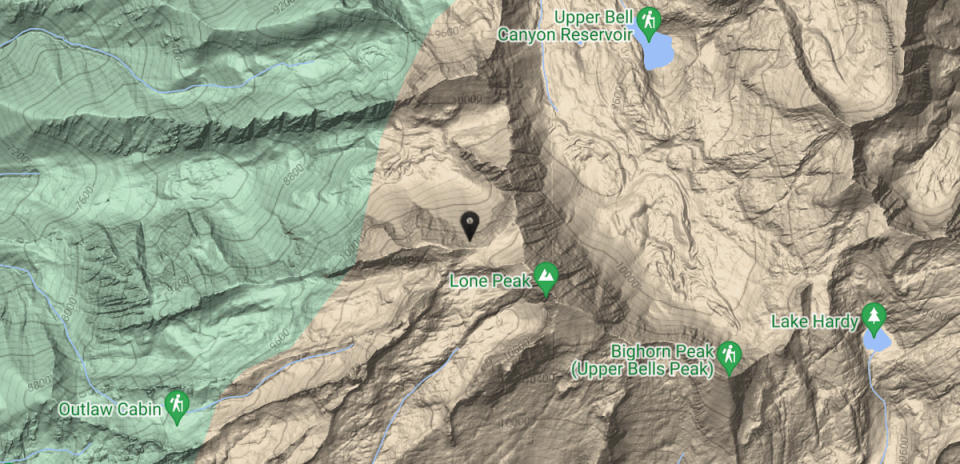 Lone Peak on a map. Coordinates courtesy of the Utah Avalanche Center.