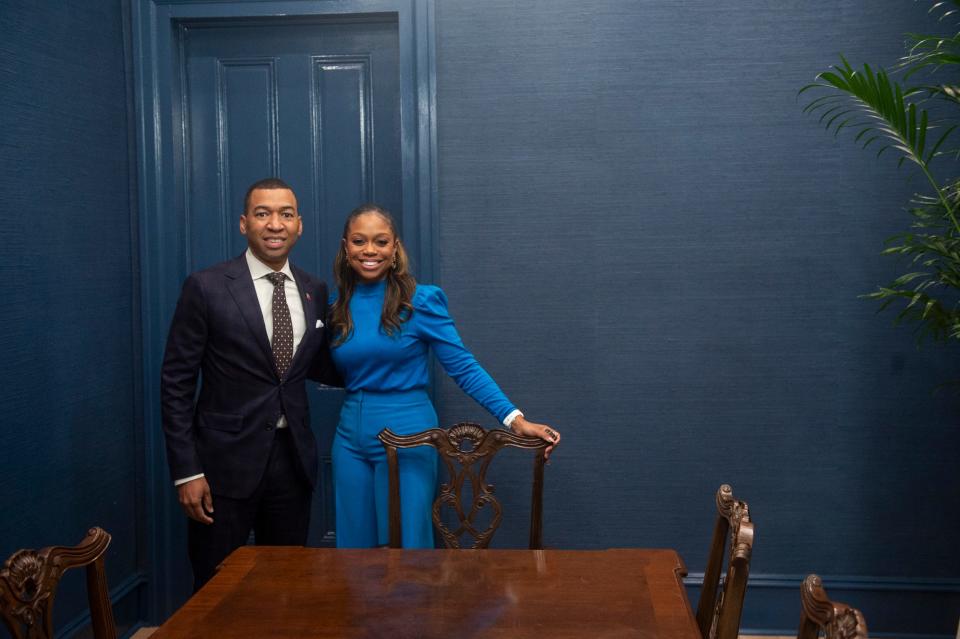 Dr. Nichole Thompson poses with Mayor Steven Reed in the Gaitway Building office space in Montgomery, Ala., on Thursday, Feb. 29, 2024.