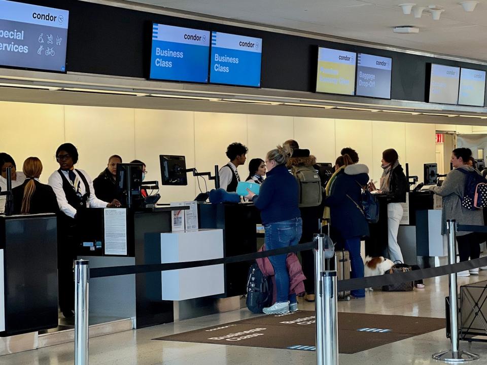 Condor's check-in area at zone E at JFK's Terminal 7.