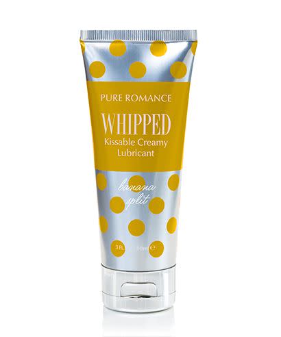 <a href="https://www.pureromance.com/shop/Lubricants-Creams/Lubricating-Gels/Whipped-Creamy-Lubricant-Banana-Split" target="_hplink">$18 at Pure Romance</a>