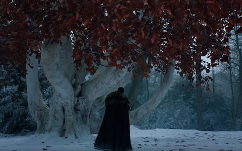 Jon visits the weirwood tree