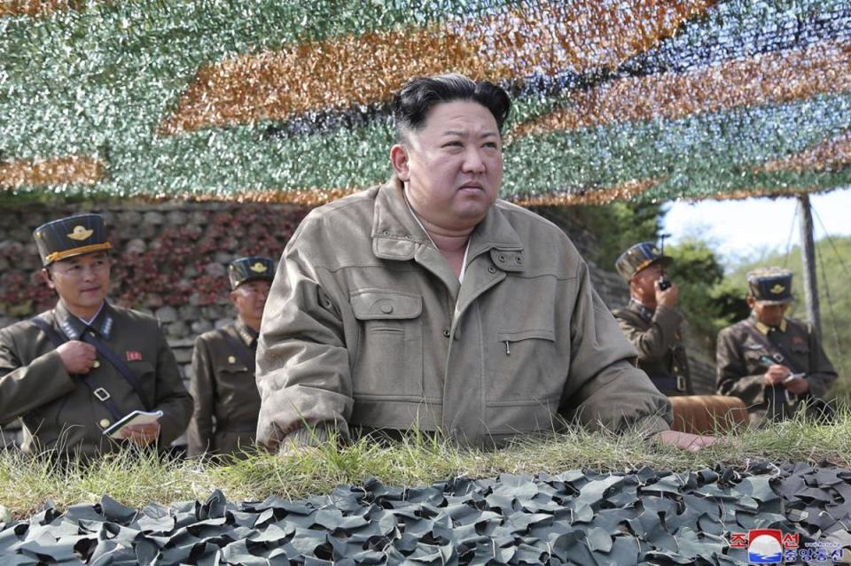 Kim Jong Un inspects military exercises at an undisclosed location in North Korea (AP)