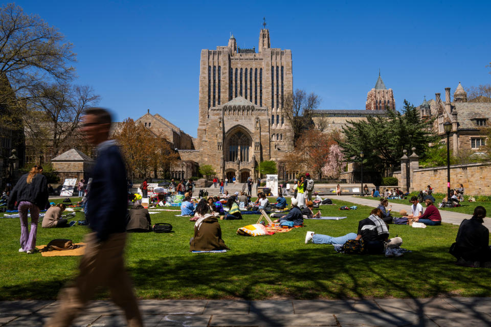 Pro-Palestinian demonstrators at Yale University