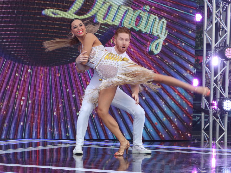 Neil and Katya Jones perform onstage during the BBC Strictly Come Dancing Launch at Broadcasting House in London. (Photo by Keith Mayhew/SOPA Images/LightRocket via Getty Images)