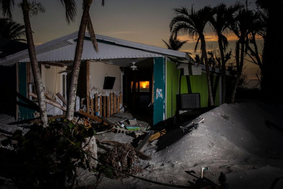 The remains of a beach home months after it was destroyed by Hurricane Ian on Captiva Road in Sanibel, Fla. on Feb. 9.<span class="copyright">Bryan Anselm/Redux</span>