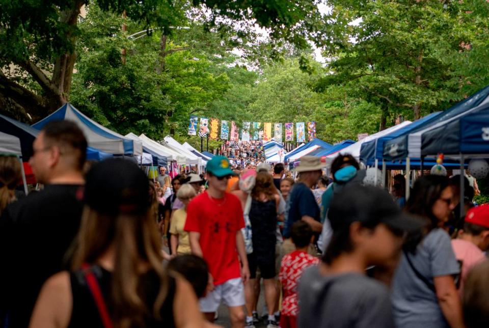 People fill Allen Street for the return of the Children and Youth Day at the Central Pennsylvania Festival of the Arts on Wednesday, July 13, 2022.
