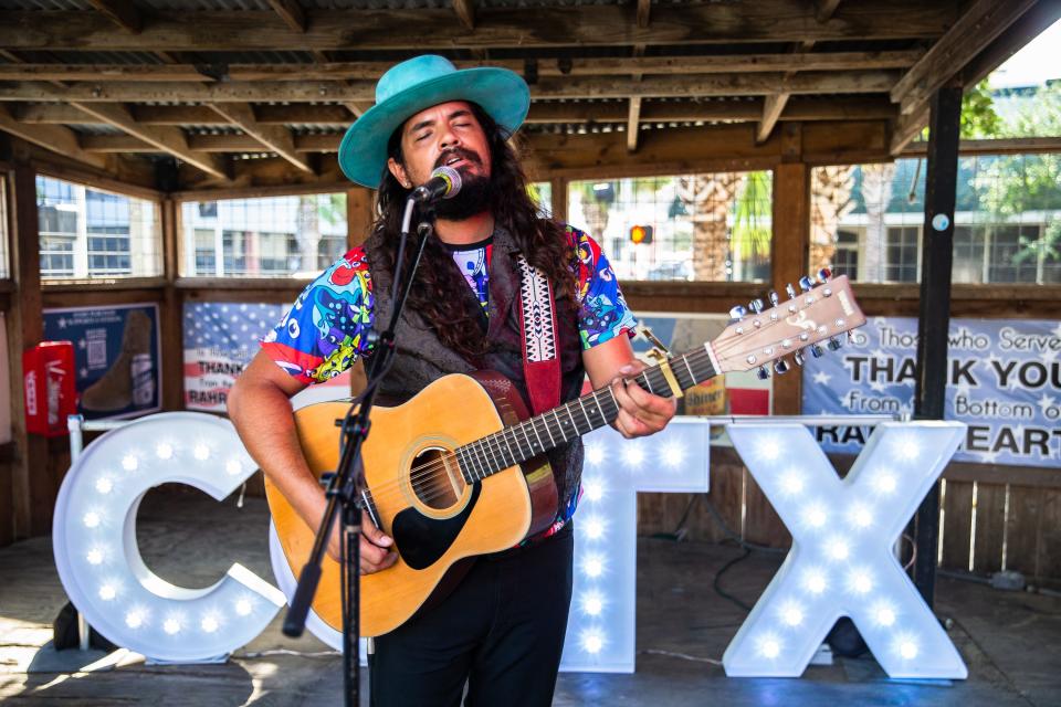 Rich Lockhart plays a song at a Robert Earl Keen tribute event at the Executive Surf Club in Corpus Christi, Texas on Thursday, August 4, 2022.