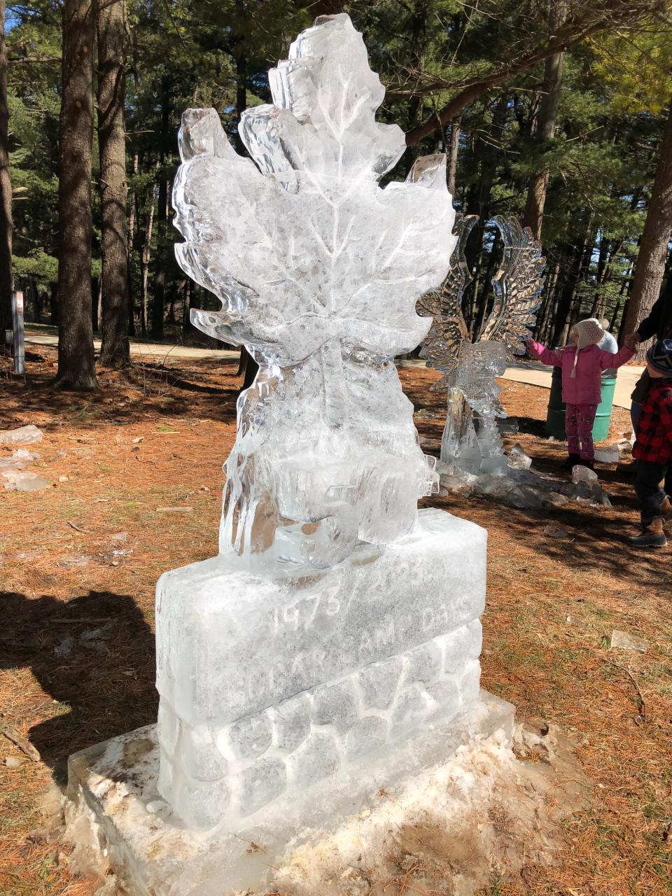 Ice carvings like this one in 2023 will again be part of Sugar Camp Days at Bendix Woods County Park in New Carlisle.