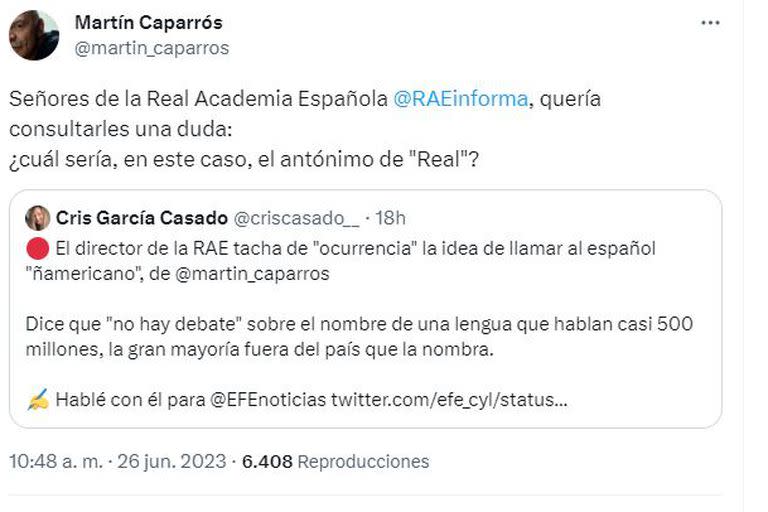 Caparrós se refirió a la respuesta del director de la RAE a su iniciativa.