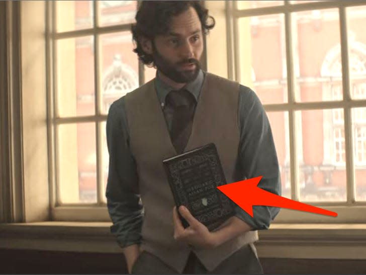 joe holding edgar allen poe book - you season four