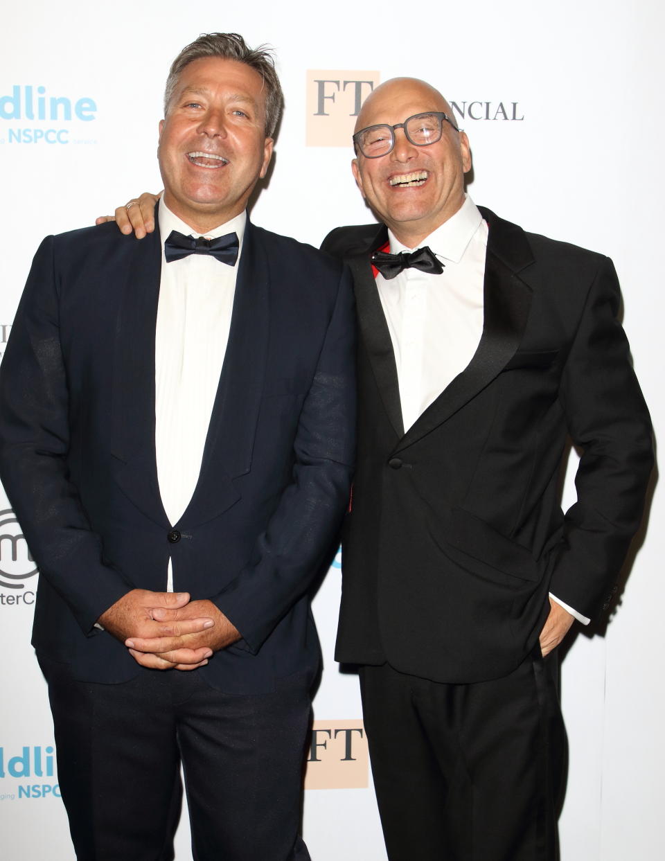 John Torode and Gregg Wallace attend The Childline Ball 2019 partnered with MasterChef for this year's theme at Old Billingsgate in London. (Photo by Keith Mayhew / SOPA Images/Sipa USA)