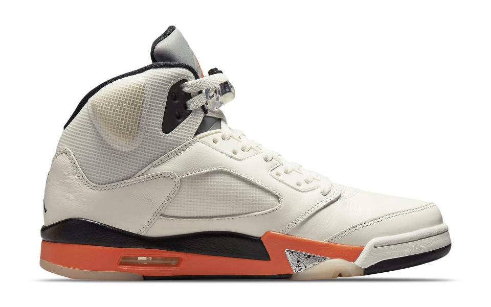 The medial side of the Air Jordan 5 “Orange Blaze.” - Credit: Courtesy of Nike