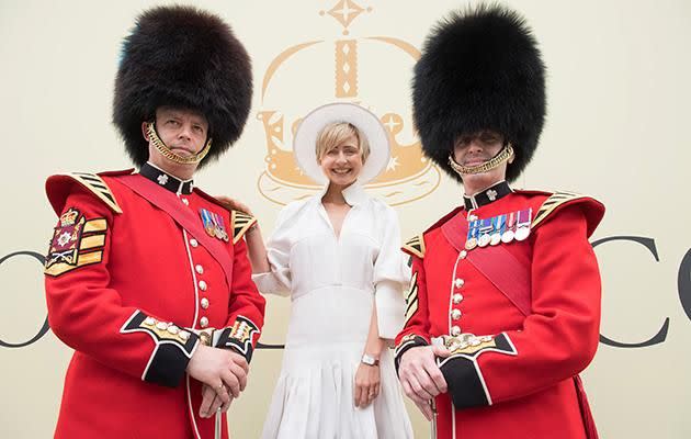 Tessa meets some Grenadier Guards. Photo: Supplied